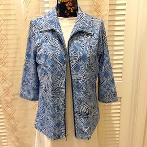 Chico's Blue Printed zipper Jacket size 1